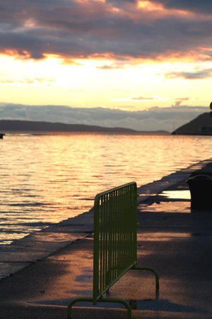 Beautiful sunset over the sea.の写真素材