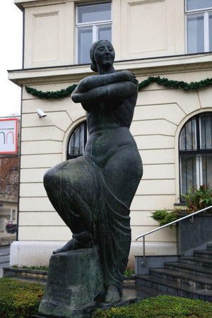 Zagreb, Croatia - November 27, 2016: Picturesque street in central Zagreb, Croatia.のeditorial素材