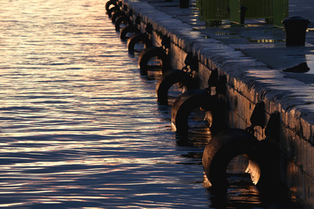 Beautiful sunset over the sea in Split, Croatia.