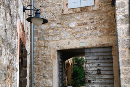 Traditional architecture in Stari Grad, small town on island Hvar, Croatia.の写真素材