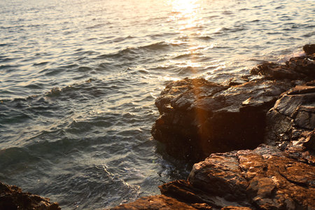 Colorful sunset or sunrise sky over the sea.の写真素材