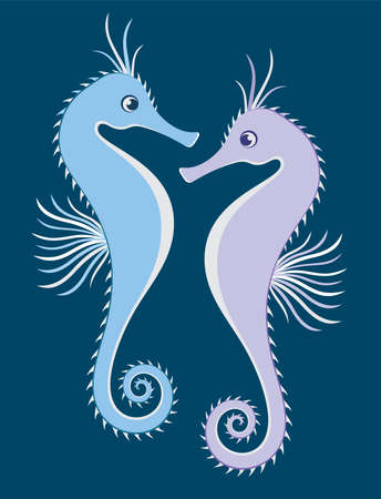 Silhouettes of seahorsesのイラスト素材