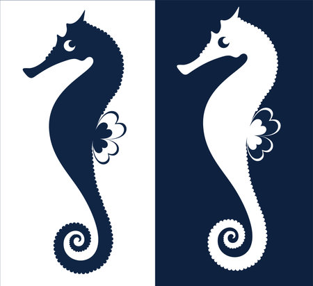 Silhouettes of seahorsesのイラスト素材