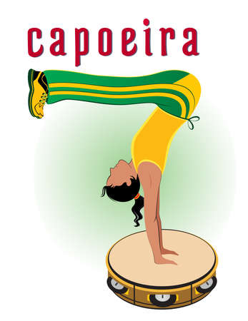 Girl doing capoeiraのイラスト素材