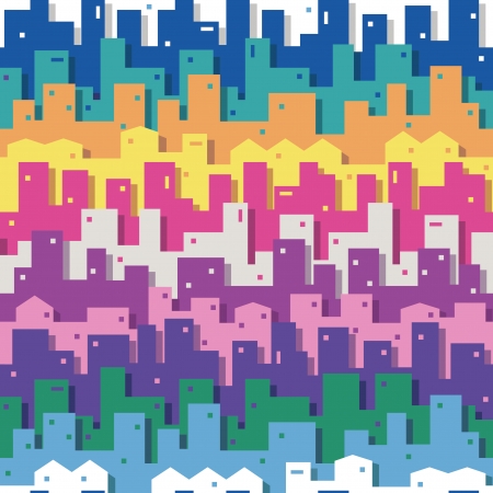 colorful cityscape patternのイラスト素材