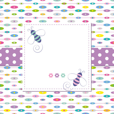 bees greeting card on colorful abstract background のイラスト素材