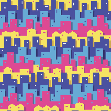 colorful cityscape patternのイラスト素材
