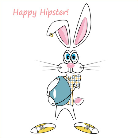 cartoon hipster rabbit のイラスト素材
