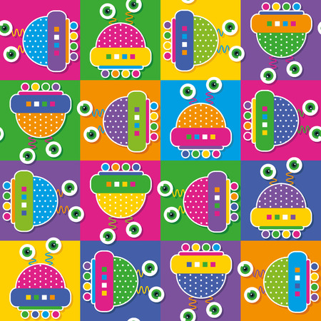 colorful robots collection patternのイラスト素材