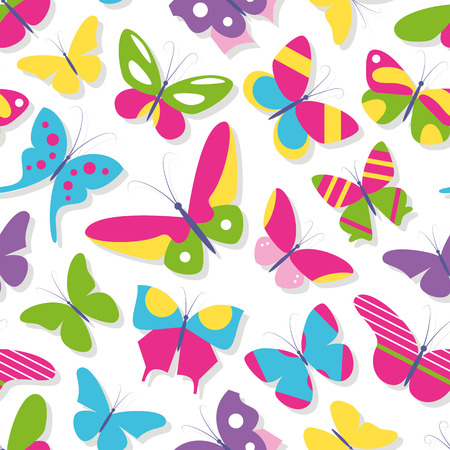 cute butterflies collection patternのイラスト素材