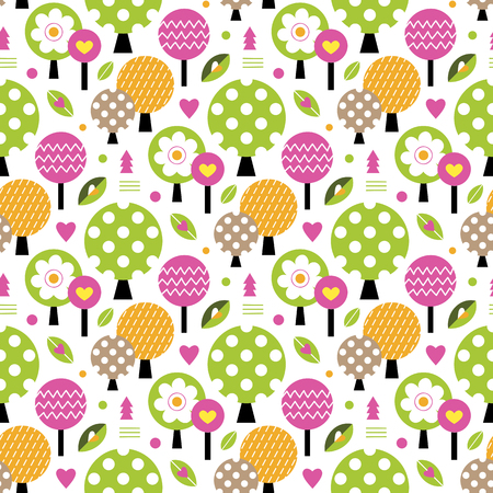 autumn trees patternのイラスト素材