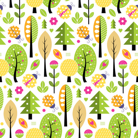 autumn trees patternのイラスト素材