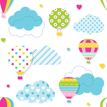 colorful hot air balloons patternのイラスト素材