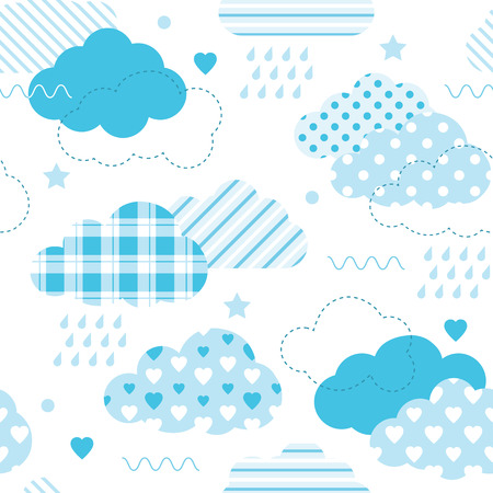 blue clouds patternのイラスト素材