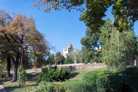Kalemegdan fortress park and tower, Belgrade, Serbiaの写真素材