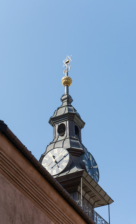 Jewish Town Hall clock tower, Prague, Czech Republicの写真素材