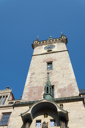 Astronomical clock, Old Town square, Prague, Czech Republic, front view, detailの写真素材