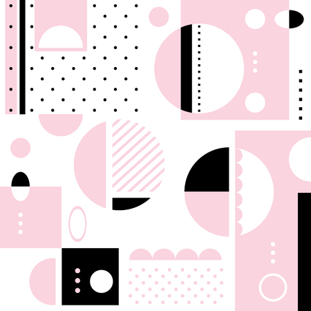 Pink and black geometric shapes creative pattern composition on white backgroundのイラスト素材