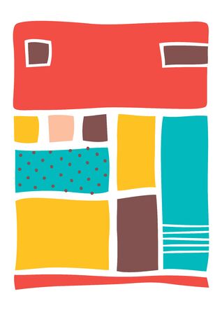 Simple abstract colors and shapes greeting card illustration isolated on white backgroundのイラスト素材