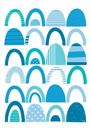 Simple abstract colors and shapes greeting card illustration isolated on white backgroundのイラスト素材