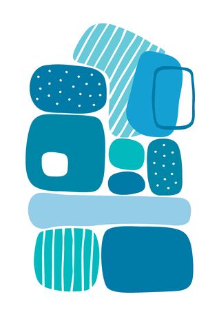 Simple abstract colors and shapes greeting card illustration isolated on white background のイラスト素材