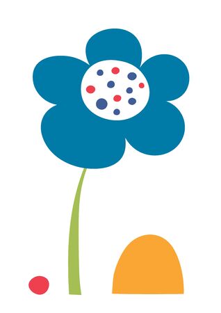 Simple flower greeting card illustration isolated on white backgroundのイラスト素材