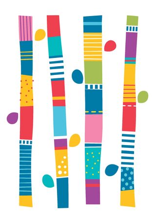 Simple abstract colors and shapes greeting card illustration isolated on white background のイラスト素材
