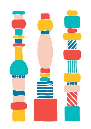 Simple abstract colors and shapes greeting card illustration isolated on white background のイラスト素材