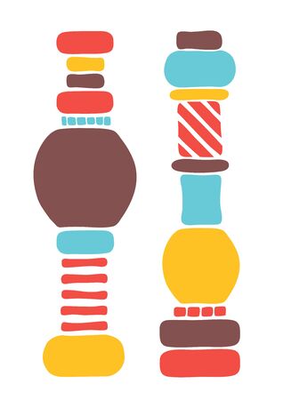 Simple abstract colors and shapes greeting card illustration isolated on white background のイラスト素材