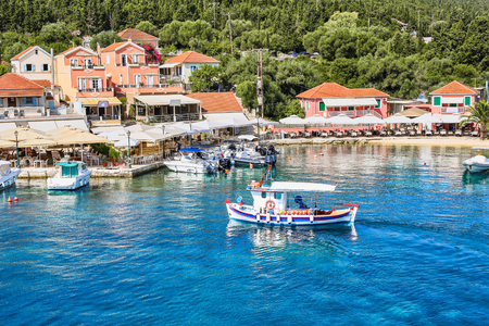 Fiskardo is a picturesque fishing village located on the northern most tip of Kefalonia island, Greeceのeditorial素材