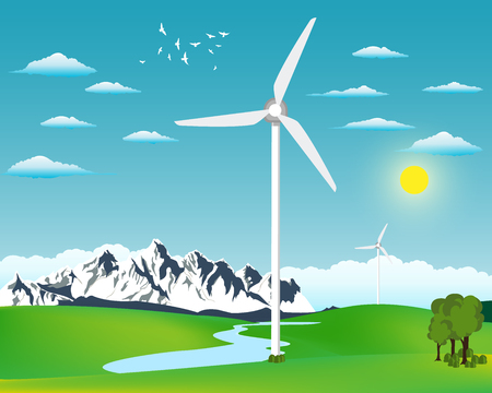Wind power station vector illustrationのイラスト素材