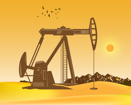 Vector illustration of oil production in the desertのイラスト素材
