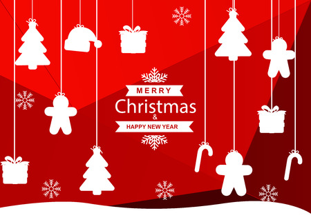 Flat design Christmas with christmas tree, gift box, candy as christmas tree toys.のイラスト素材