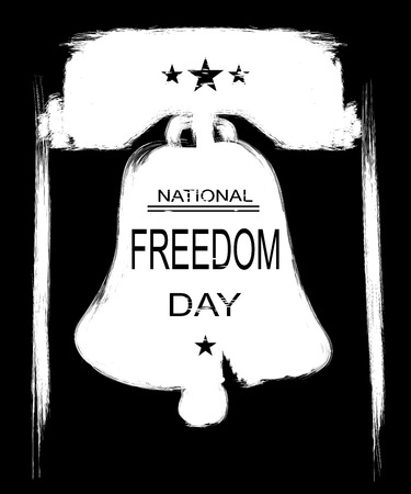 Poster or banners â  on  National Freedom Day! - February 1st. Liberty Bell silhouette as background. Black and white illustrationのイラスト素材