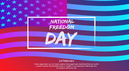 Trendy gradient poster or banner of National Freedom Day - February First.  with USA flag background.のイラスト素材