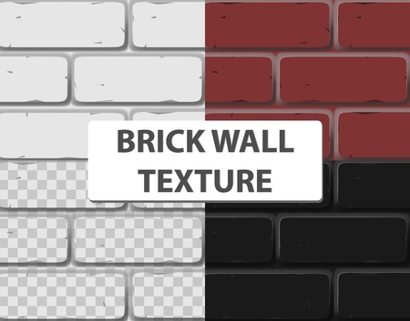 Different color brick textures collection. Vector mesh shadow technique.のイラスト素材