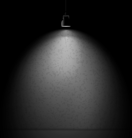 Concrete wall illuminated with spotlight projector. Vector Illustrationのイラスト素材