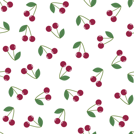 Seamless pattern red cherry ripe. Background whiteのイラスト素材