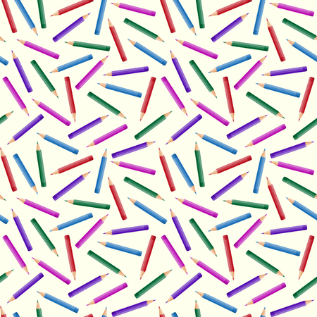 design background, seamless pattern pencil, school pencil texture, varicolored art illustration, drawing office template, backdrop, crayon, paper wrapping. Vector illustrationのイラスト素材