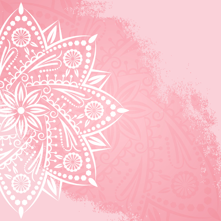 Mandala grunge background. Bohemian style. Vintage pattern with round ornament, decorative indian medallion, abstract lotus flower element. Vector designのイラスト素材