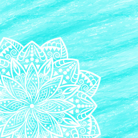 Mandala watercolor background. Pattern with vintage round ornament, decorative indian medallion, abstract flower lotus element. Vector designのイラスト素材