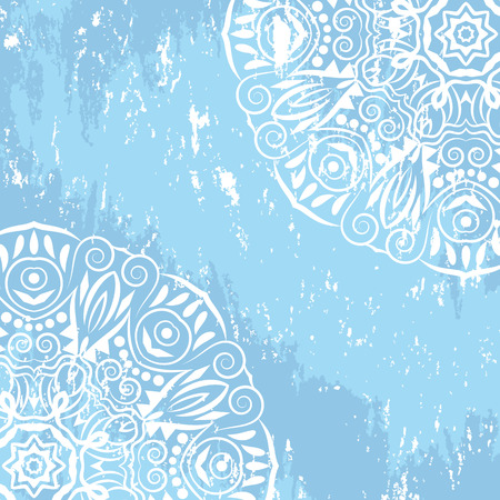 Mandala grunge background. Bohemian style. Vintage pattern with round ornament, decorative indian medallion, abstract flower element. Vector designのイラスト素材