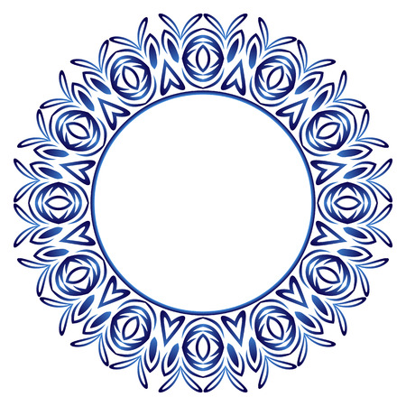 Ceramic tile pattern in decorative round ornament on white backdrop illustration.のイラスト素材