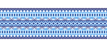 Ceramic tile border pattern. Islamic, indian, arabic motifs. Damask border seamless pattern. Porcelain ethnic bohemian background.  Abstract flower. Vector illustrationのイラスト素材