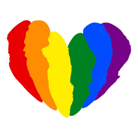 LGBT pride heart lesbian, gay, bisexual, transgender. Rainbow flag. LGBTQ heart. Gay and lesbian love. Vector stock illustrationのイラスト素材