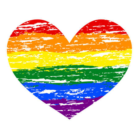 LGBT pride heart lesbian, gay, bisexual, transgender. Rainbow flag. LGBTQ heart. Gay and lesbian love. Pencil drawing. Vector stock illustrationのイラスト素材