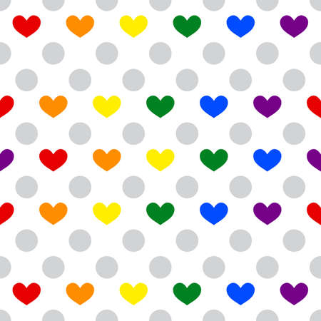 LGBT pride heart lesbian, gay, bisexual, transgender. Pattern seamless rainbow flag. LGBTQ heart background. Gay and lesbian love. Vector stock illustrationのイラスト素材