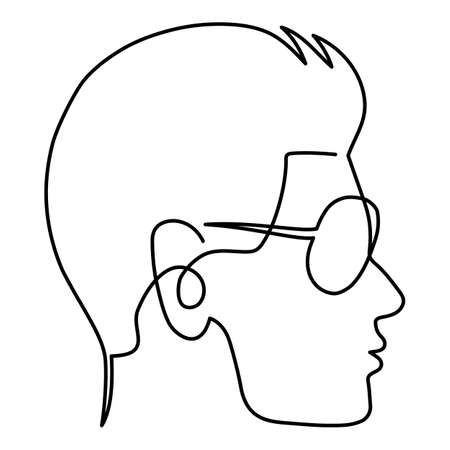 One line art face man, modern contemporary minimalist abstract man portrait. Continuous one line drawing faces. Vector illustrationのイラスト素材