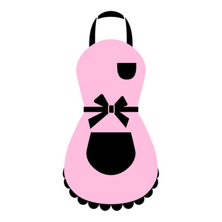 Apron women's with bow for kitchen or cleaning. Protective apron uniform for cooking. Vector illustrationのイラスト素材