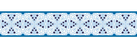 Border line seamless background. Decorative design seamless ornamental mosaic border pattern. Islamic, indian, arabic motifs. Abstract folk flower. Vector illustrationのイラスト素材